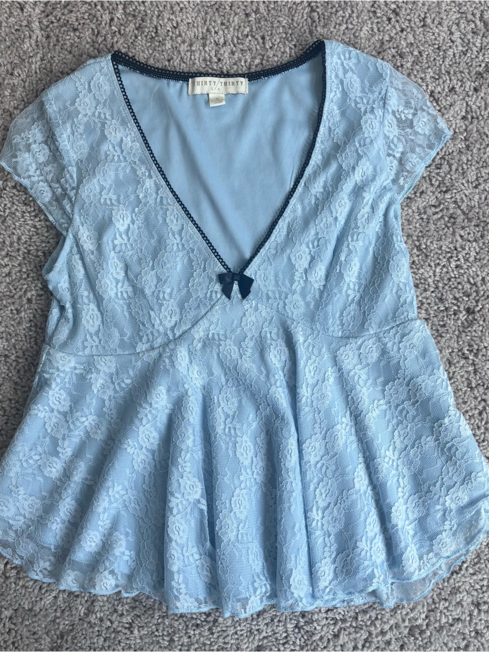 Light Blue Lace Babydoll Top